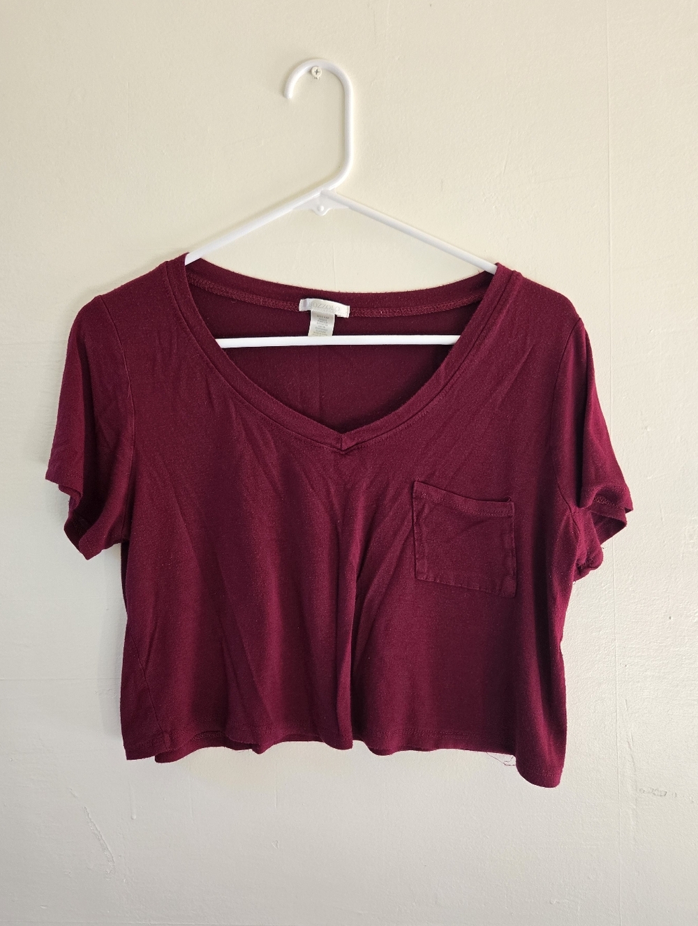 Burgundy V-Neck Crop Top